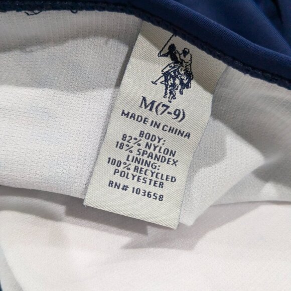 US Polo Assn. Women's Floral Long Sleeve Swimsuit, Navy, Size M (7-9), Tie Back - Picture 14 of 16